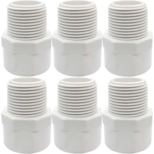 YSIL 114 NPT Male Thread x Slip Socket PVC Pipe Fitting Adapter Connector Union Coupling for 114 Inch SCH40 PVC Pipe White 6 Pack - Image 1