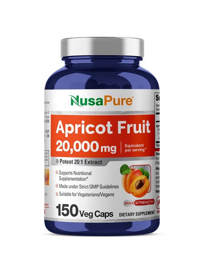 NusaPure نوسابور مشروب المشمش 20:1، 1000 ملغ يعادل 20,000 ملغ 150 كبسولة نباتية (نباتية، غير معدلة وراثيًا) - Image 1