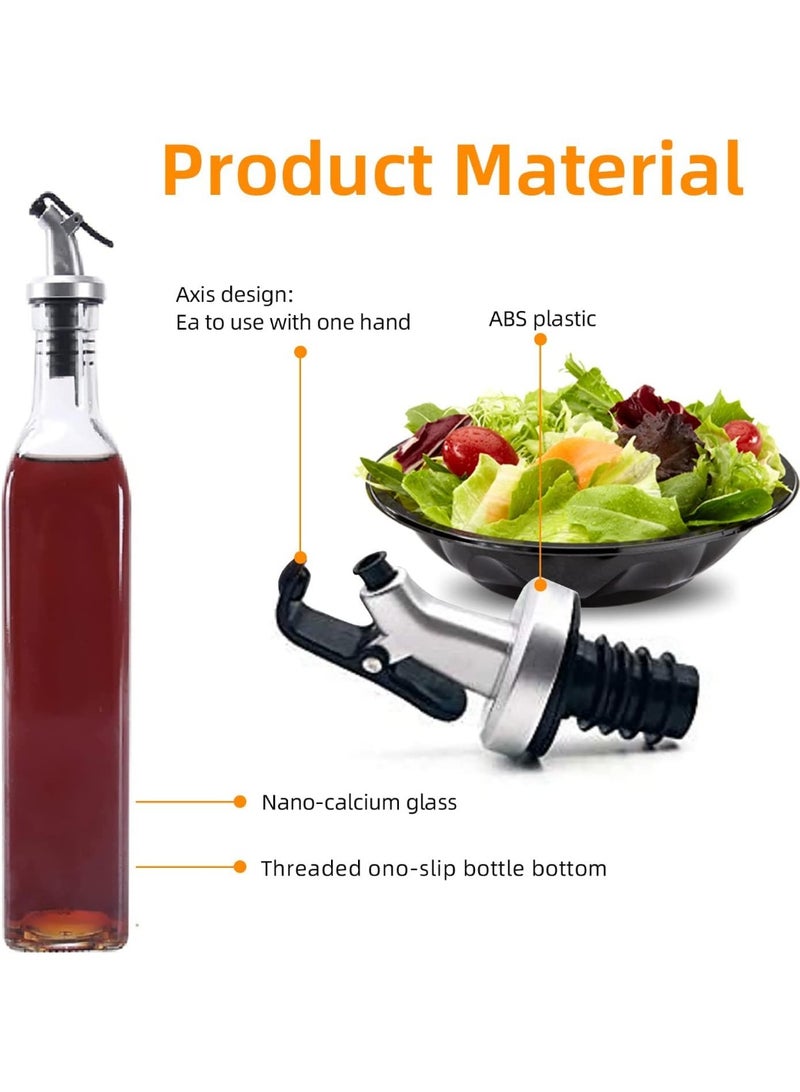 كيتشينو مجموعة زجاجات توزيع زيت الزيتون الزجاجية الشفافة من قطعتين - 17 اونصة/500 مل زجاجة زيت وخل شفافة مع قمع - Image 2