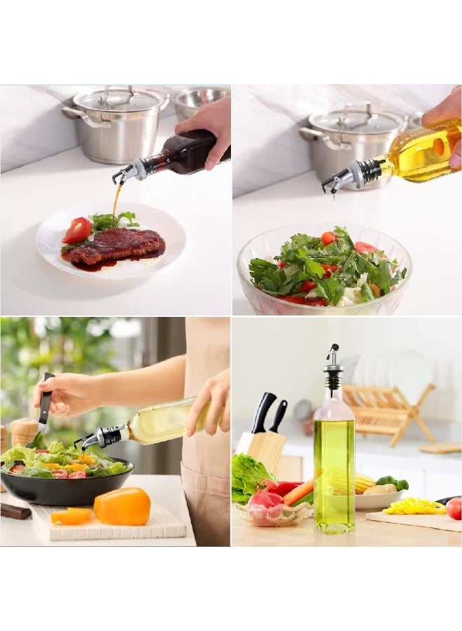 كيتشينو مجموعة زجاجات توزيع زيت الزيتون الزجاجية الشفافة من قطعتين - 17 اونصة/500 مل زجاجة زيت وخل شفافة مع قمع - Image 3