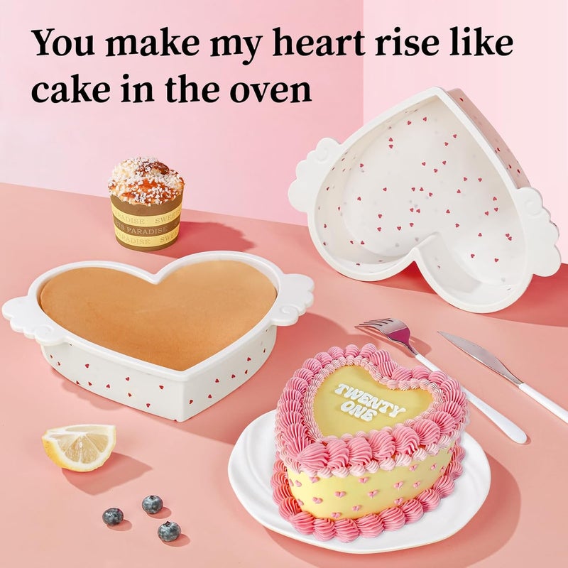 SJ 2P Silicone Heart Shaped Cake Pans with Metal Reinforced Frame, 10 Inch Nonstick Cake Pan, BPA Free Silicone Heart Cake Baking Mold for Oven Dishwasher Safe - Image 5