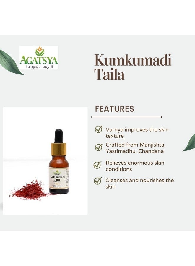 AGATSYA Kumkumadi Oil | Agatsya Kumkumadi Taila 15ml | Ayurvedic Face oil with Pure Saffron | No added Preservative & Color| 100% Natural - Image 2