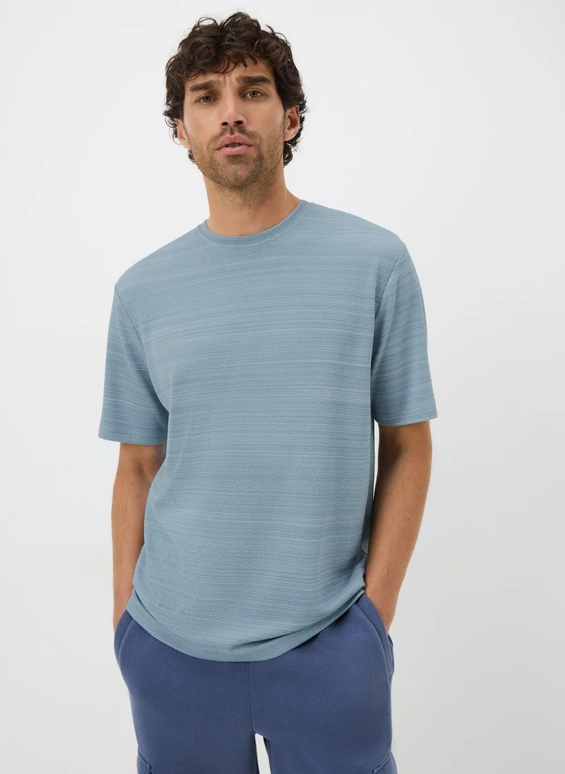Matalan Light Blue Smart Textured T-Shirt