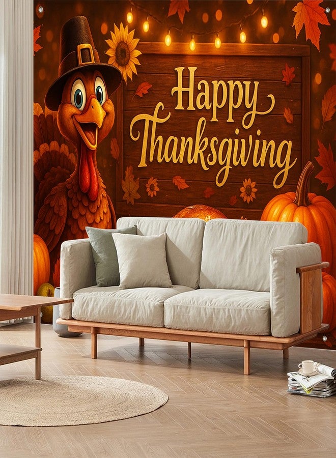 BlissYard Fall Thanksgiving Backdrop Banner Happy Thanksgiving Turkey & Harvest Design Ideal for Fall Party Decor Photo Booth Backgrounds Holiday Celebrations Indoor Outdoor Decor Supplies - Image 4