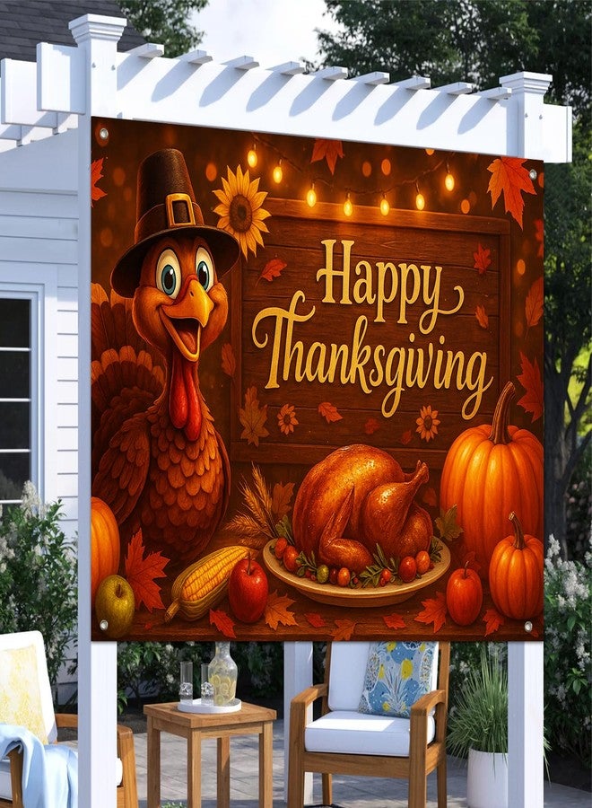 BlissYard Fall Thanksgiving Backdrop Banner Happy Thanksgiving Turkey & Harvest Design Ideal for Fall Party Decor Photo Booth Backgrounds Holiday Celebrations Indoor Outdoor Decor Supplies - Image 5