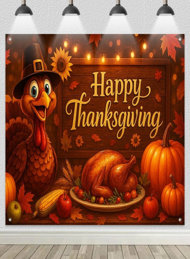 BlissYard Fall Thanksgiving Backdrop Banner Happy Thanksgiving Turkey & Harvest Design Ideal for Fall Party Decor Photo Booth Backgrounds Holiday Celebrations Indoor Outdoor Decor Supplies - Image 1