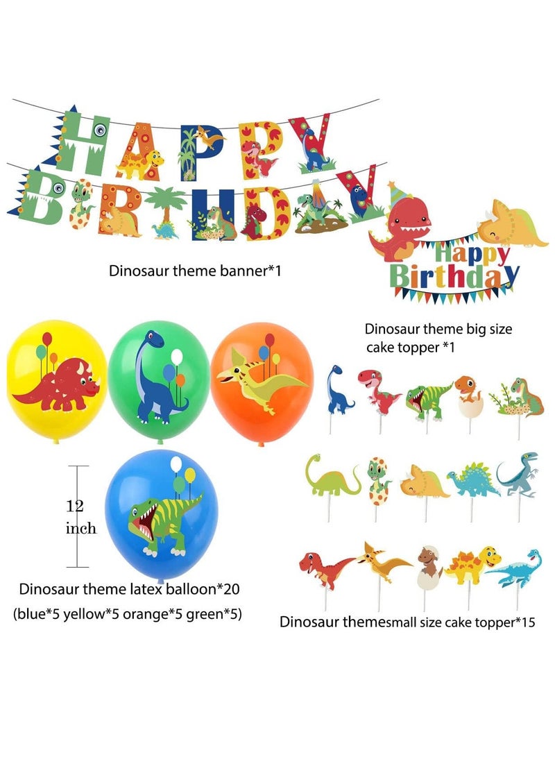 DUNISO مجموعة زينة عيد ميلاد بموضوع الديناصورات بالونات لافتات لوازم عيد ميلاد سعيد بالونات لتزيين الحفلات، مناسبة لحفلات استقبال المواليد وزينة عيد ميلاد الأولاد - Image 2