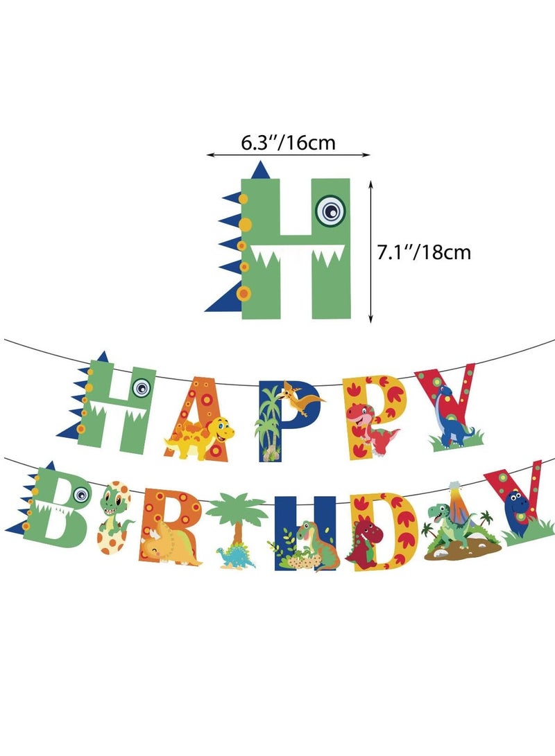 DUNISO مجموعة زينة عيد ميلاد بموضوع الديناصورات بالونات لافتات لوازم عيد ميلاد سعيد بالونات لتزيين الحفلات، مناسبة لحفلات استقبال المواليد وزينة عيد ميلاد الأولاد - Image 3