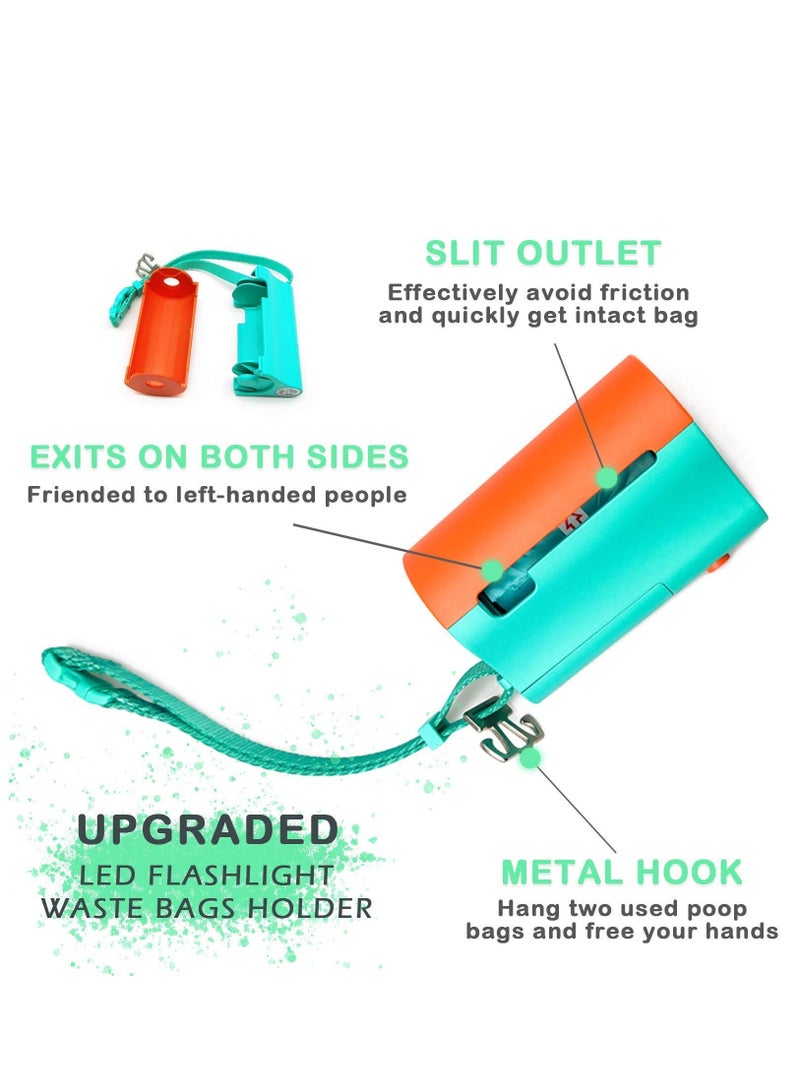 SOLARAE 3 in 1 Dog Poop Bags Holder with Built-in LED Flashlight for Leash and Metal Clip for Hanging Used Bags Bi-Color Dog Waste Bags Dispenser with Wristler, 1 Holder, Blue&Orange, Batteries Not Included - Image 4