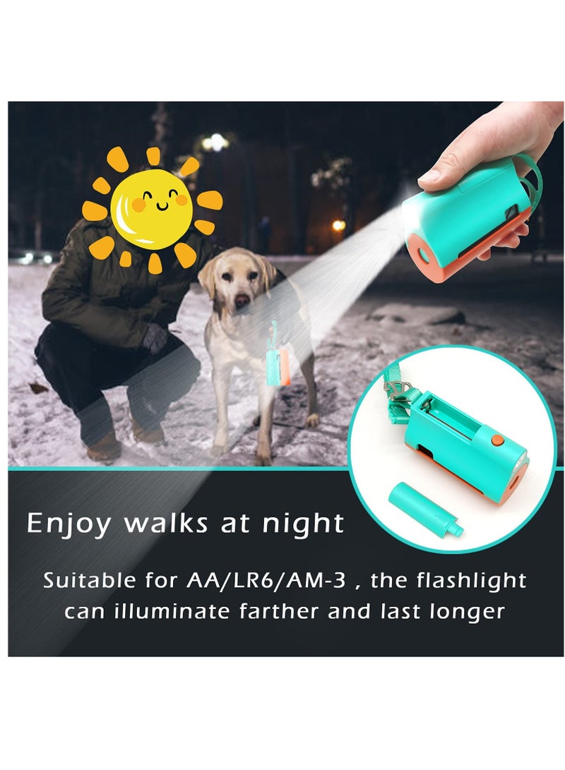 SOLARAE 3 in 1 Dog Poop Bags Holder with Built-in LED Flashlight for Leash and Metal Clip for Hanging Used Bags Bi-Color Dog Waste Bags Dispenser with Wristler, 1 Holder, Blue&Orange, Batteries Not Included - Image 2