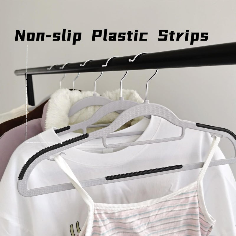 BGRQRIQ 50 Pack Plastic Clothes Hangers- 16.5 Inch Slim Space Saving Hangers for Closet, Heavy Duty Non-Slip Hangers with 360Â° Swivel Hooksâ€‹ for Hanging Coats, Suits, Jackets, Shirts,T-Shirt - Image 5