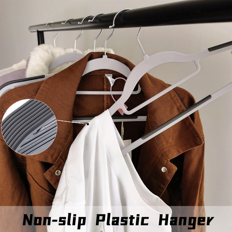 BGRQRIQ 50 Pack Plastic Clothes Hangers- 16.5 Inch Slim Space Saving Hangers for Closet, Heavy Duty Non-Slip Hangers with 360Â° Swivel Hooksâ€‹ for Hanging Coats, Suits, Jackets, Shirts,T-Shirt - Image 4