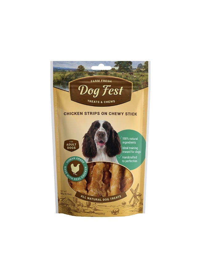 Dog Fest Chicken Strips On A Chewy Stick For Adult Dogs - 90g
