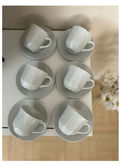 6 Piece White Porcelain Coffee Cup Set