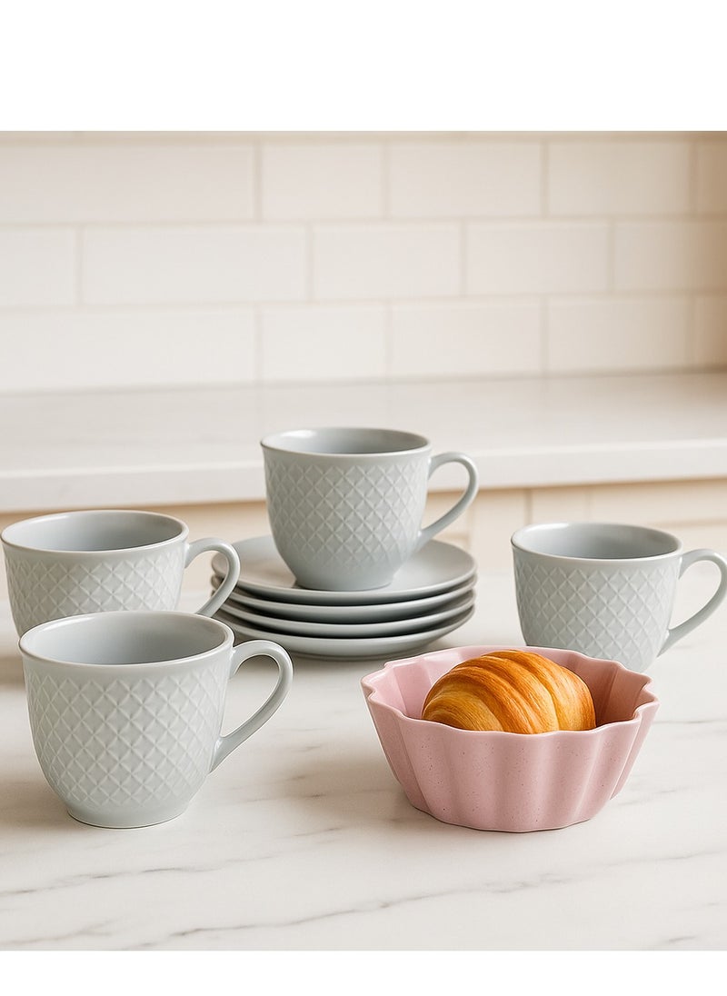 ALMUFARREJ - 6 Piece White Porcelain Coffee Cup Set - Image 1