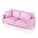 Minamzee 112 Dollhouse Leather Couch Miniature Modern Double Sofa with Pillows Dollhouse Luxury Couch Furniture Accessories for Living Room Bedroom Pink - Image 2