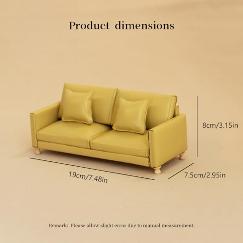 Minamzee 112 Dollhouse Leather Couch Miniature Modern Double Sofa with Pillows Dollhouse Luxury Couch Furniture Accessories for Living Room Bedroom Pink - Image 5