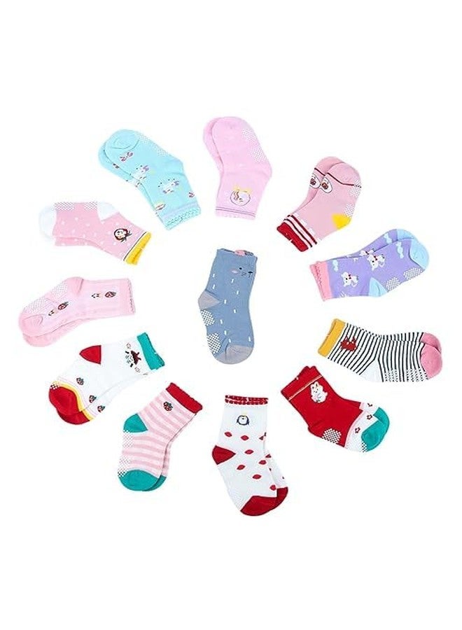 ASJAR Ramita Cotton Toddler Baby Boy Girl Non Slip Skid Ankle Socks Grips Crew Socks For 4-5 Years Infants Baby Children (Pack of 3, Multicolor) - Image 2