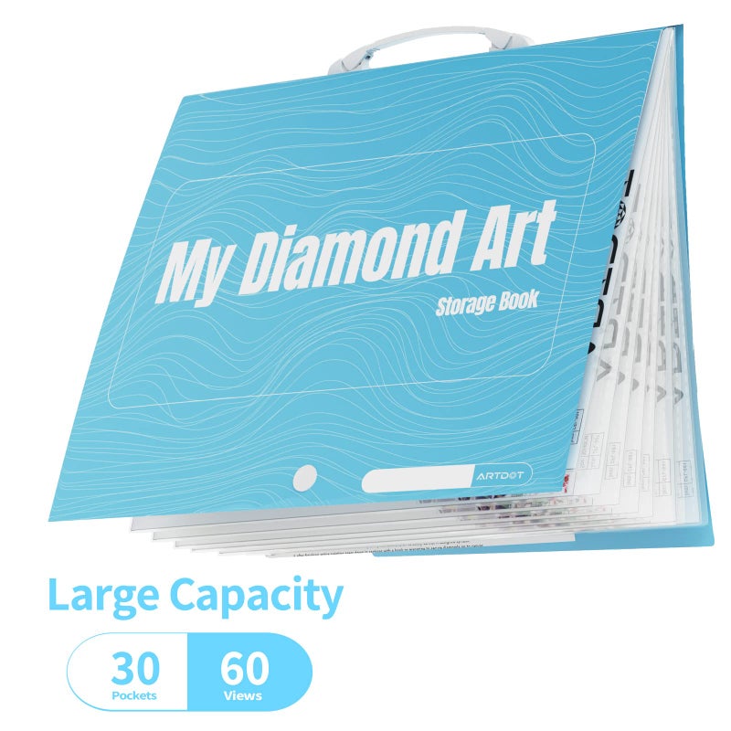 ARTDOT A3 Storage Book for Diamond Art Portfolio Folder for Diamond Painting Accessories with 30 Pocket Slevees Protectors (16.9x12.4inches) - Image 2