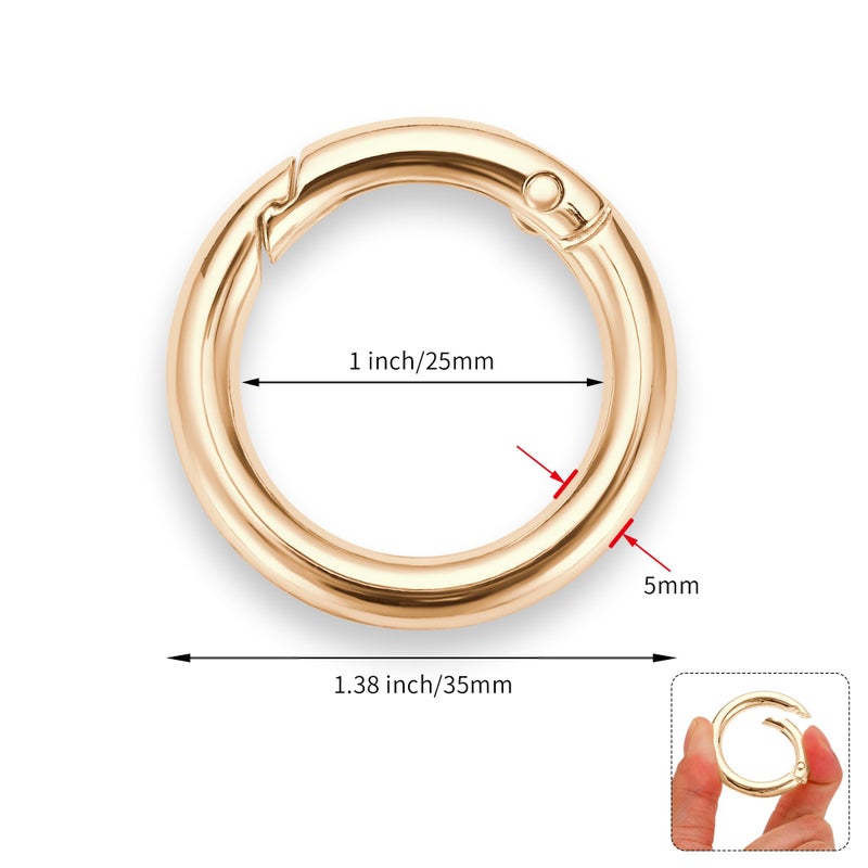 Gkeygo Key Ring Clip, 1 Inch Keychain Rings, 8 Pack Round Carabiner Clip for Keys, Buckle, Bags, Purses - Key Chain Hooks Replacement Keychains Lanyard DIY Crafts, Light Gold - Image 5