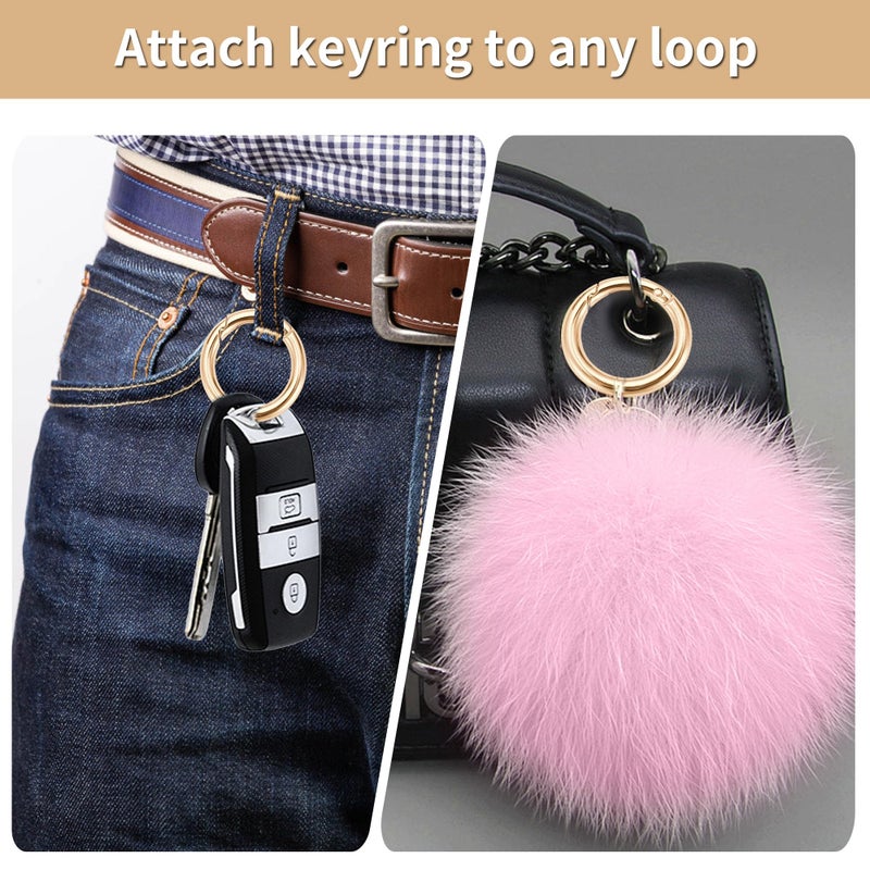 Gkeygo Key Ring Clip, 1 Inch Keychain Rings, 8 Pack Round Carabiner Clip for Keys, Buckle, Bags, Purses - Key Chain Hooks Replacement Keychains Lanyard DIY Crafts, Light Gold - Image 4