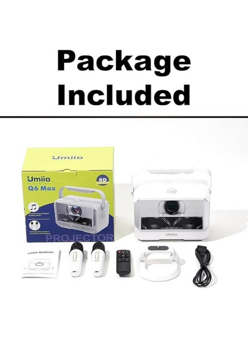 Umiio Q6 Max Smart Android Projector with Wireless Dual Karaoke Microphones, 4K & 720P Support, 200-Inch Wide Display, WiFi & Bluetooth, HDMI/USB Connectivity – Portable Home Theater & Party Entertainment - Image 5