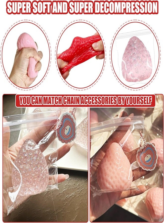 Osowake 3Pcs Big Taba Squishies Strawberry, Cute Strawberry Squeeze Toys, Upgrade Fruit Squishies, Kawaii Sticky Stress Toys, Clear Fidget Toys, OPP Packaging Gifts & Perfect Desk Accessory for Kids Adults - Image 5