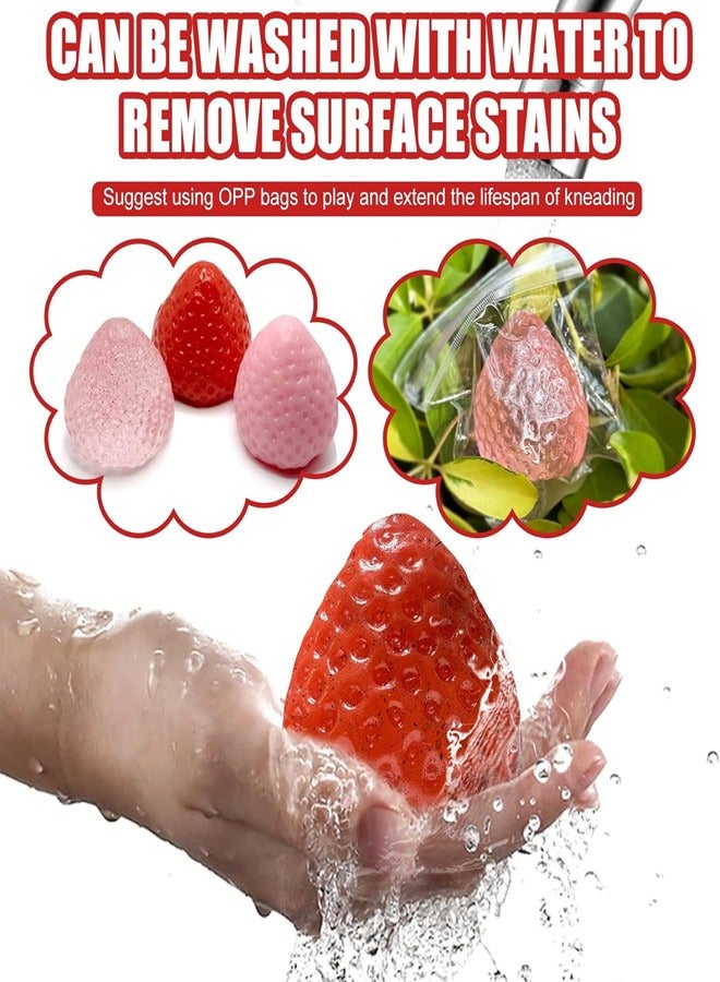 Osowake 3Pcs Big Taba Squishies Strawberry, Cute Strawberry Squeeze Toys, Upgrade Fruit Squishies, Kawaii Sticky Stress Toys, Clear Fidget Toys, OPP Packaging Gifts & Perfect Desk Accessory for Kids Adults - Image 4