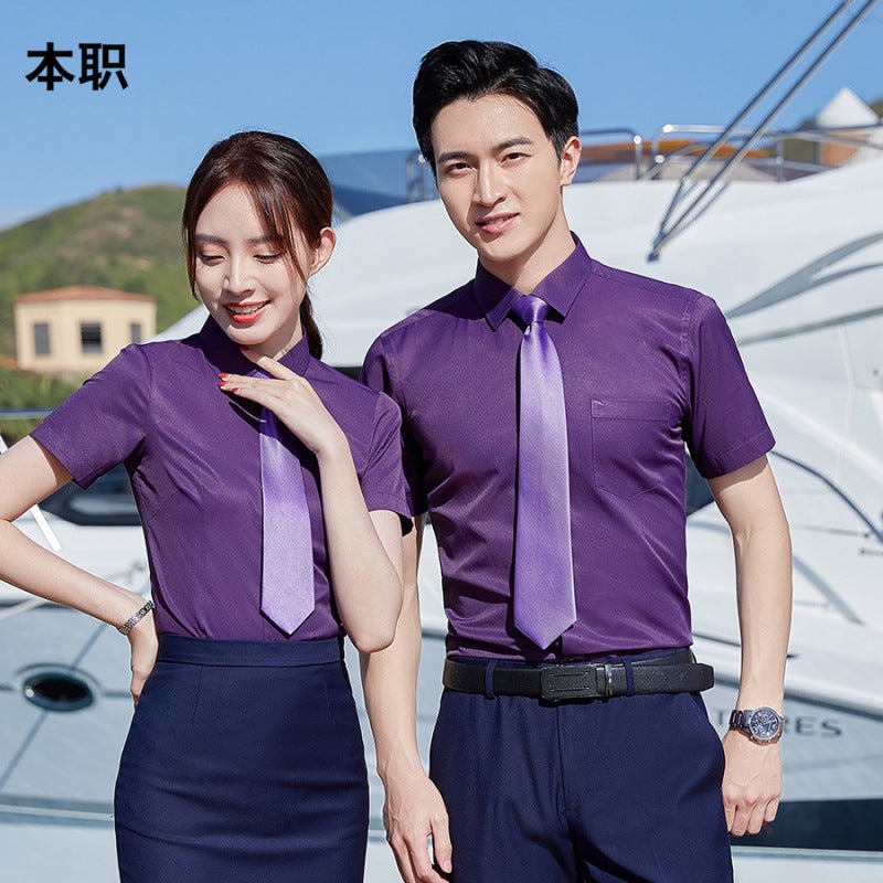 [Large ] Office Clerk Work Clothes Shirt Men'S And Women'S Dress Sales Short Sleeve Shirt Ol Business Wear - Image 5