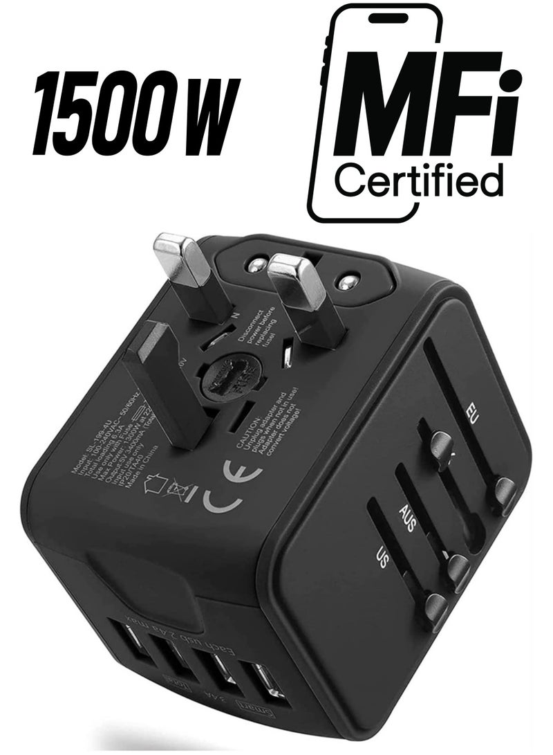 ELTRAZONE International Travel Adapter Universal Power Adapter Worldwide All in One 4 USB with Electrical Plug Perfect for European US, EU, UK, AU 160 Countries - Image 1