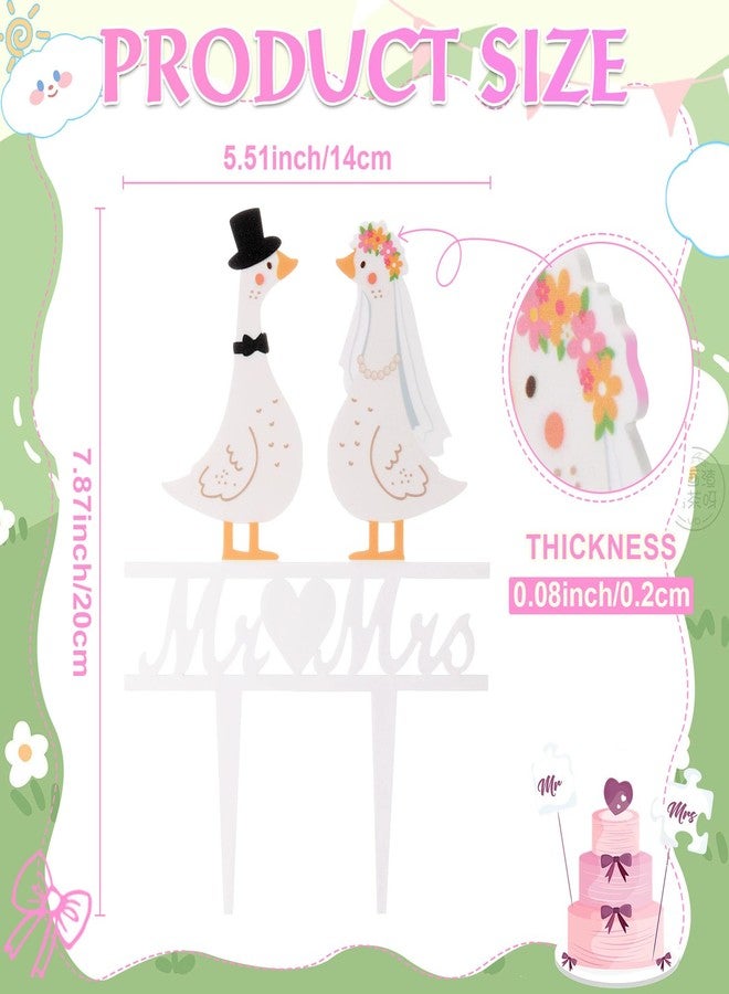 Ripeng Goose Couple Wedding Cake Topper Acrylic Silly Goose Figures Mr. & Mrs. Wedding Cake Topper for Weddings Bride & Groom Engagement Anniversary Funny Couple Statue Desk Decoration - Image 2