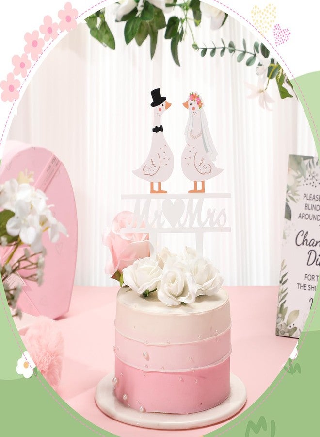 Ripeng Goose Couple Wedding Cake Topper Acrylic Silly Goose Figures Mr. & Mrs. Wedding Cake Topper for Weddings Bride & Groom Engagement Anniversary Funny Couple Statue Desk Decoration - Image 4