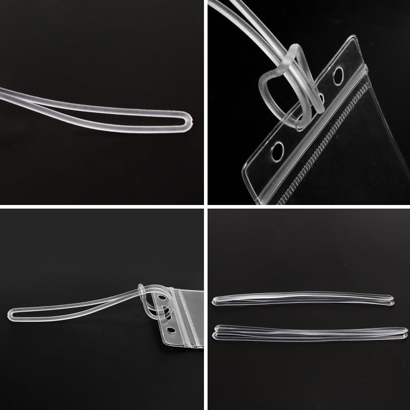 SBYURE SBYURE 100 Pack Clear Plastic Luggage Loop Straps,Worm Loops for Luggage Tags,Plastic Name Tag Loop for Identification Cards ID,6 inch  - Image 2