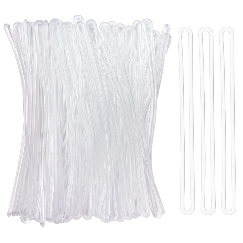 SBYURE SBYURE 100 Pack Clear Plastic Luggage Loop Straps,Worm Loops for Luggage Tags,Plastic Name Tag Loop for Identification Cards ID,6 inch  - Image 1