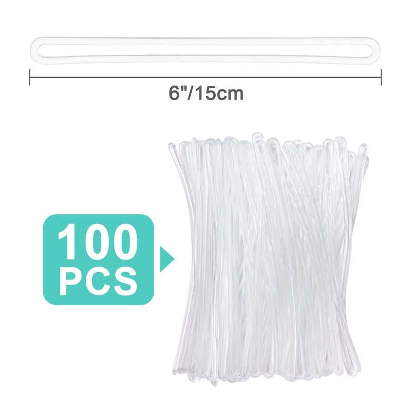 SBYURE SBYURE 100 Pack Clear Plastic Luggage Loop Straps,Worm Loops for Luggage Tags,Plastic Name Tag Loop for Identification Cards ID,6 inch  - Image 3