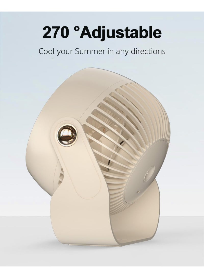 Beauenty Desk Fan, 6 Inch Quiet Air Circulator Fan, 4 Speeds with Strong Airflow, 270° Rotate Portable Fan For Bedroom Home Office Desktop Travel - Image 3