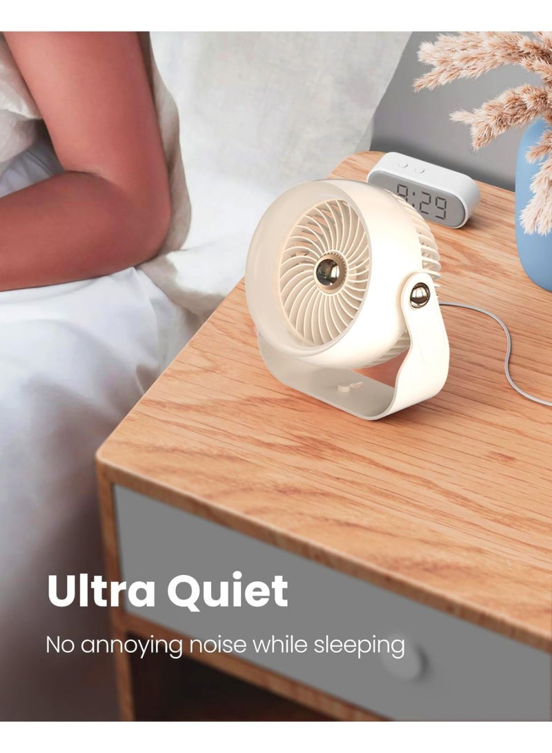 Beauenty Desk Fan, 6 Inch Quiet Air Circulator Fan, 4 Speeds with Strong Airflow, 270° Rotate Portable Fan For Bedroom Home Office Desktop Travel - Image 4