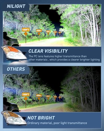 Nilight Headlight Assembly Compatible with 2007 2008 2009 Altima Sedan 4-Door Headlamps Replacement Chrome Housing Amber Reflector Clear Lens Driver and Passenger Side - Image 3