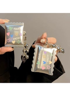 Electroplated Color Love Applicable Airpods Pro2 Protective Cover For Apple 3 Generation Bluetooth Cover Earphone Case Silicone 4 Generation-Color:Electroplated Silver Colored Hearts + Chain-Applicable Models:Airpods 3 Generation