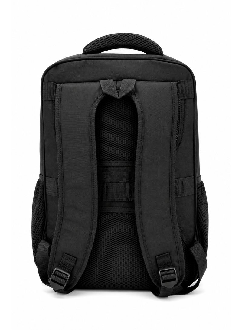 19-Inch Black Backpack for Schools and Universities – Multi-Pocket, Water-Resistant, and Comfortable to Carry - Image 2