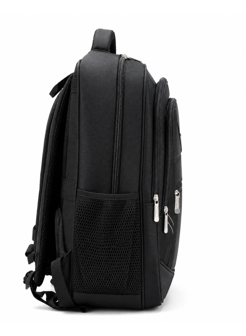 19-Inch Black Backpack for Schools and Universities – Multi-Pocket, Water-Resistant, and Comfortable to Carry - Image 3