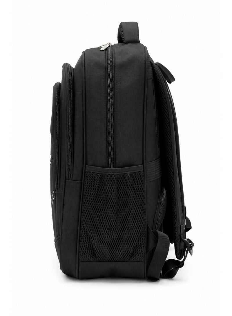 19-Inch Black Backpack for Schools and Universities – Multi-Pocket, Water-Resistant, and Comfortable to Carry - Image 4