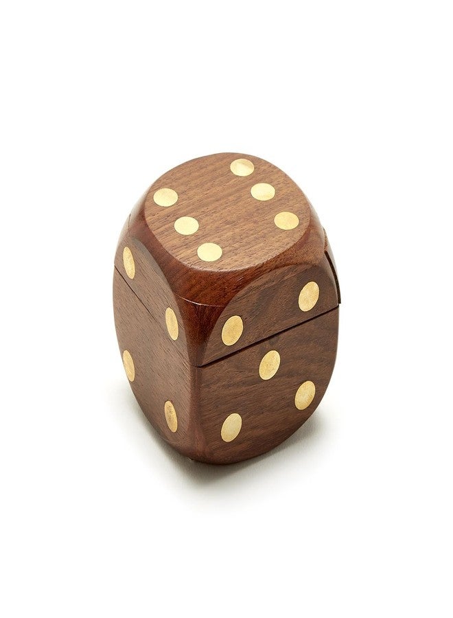 Two's Company Wood Crafted Dice Box with 6 Dice, Acacia Wood, 2.5-inches Square, Brown - Image 4