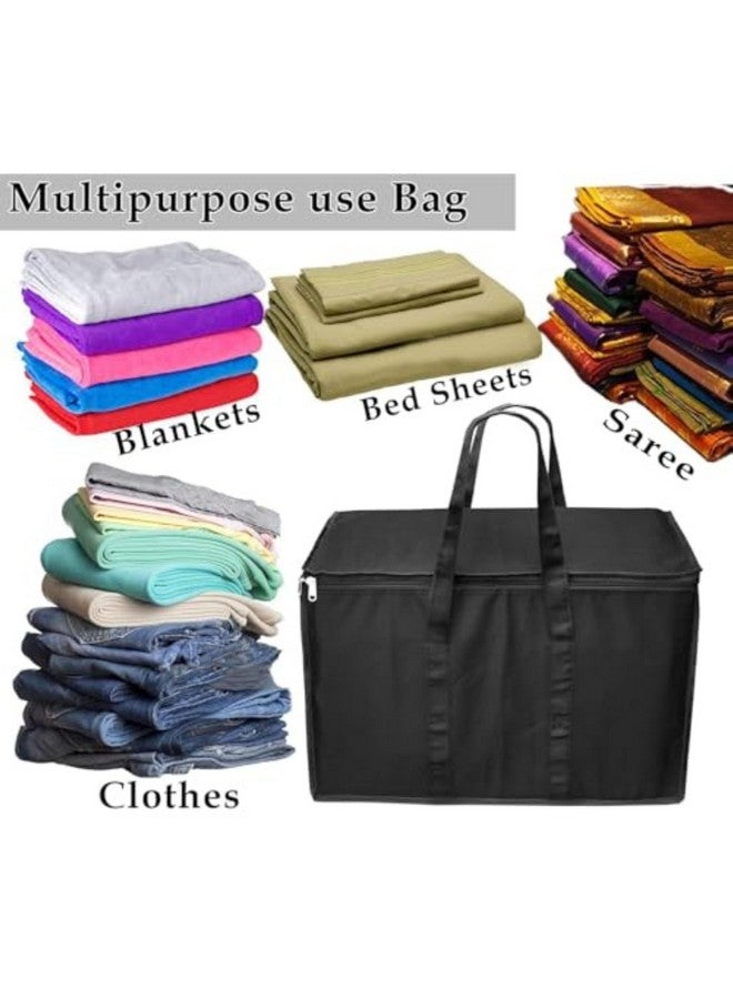 TULMAN 2-Pack 68L Nylon Clothes Storage Bag with Zipper Closure & Strong Handle - Compact Organizer for Clothes, Toys & Blankets (55 x 34 x 36 cm, Black) - Image 4