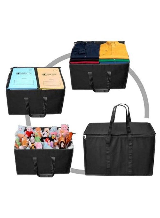 TULMAN 2-Pack 68L Nylon Clothes Storage Bag with Zipper Closure & Strong Handle - Compact Organizer for Clothes, Toys & Blankets (55 x 34 x 36 cm, Black) - Image 2