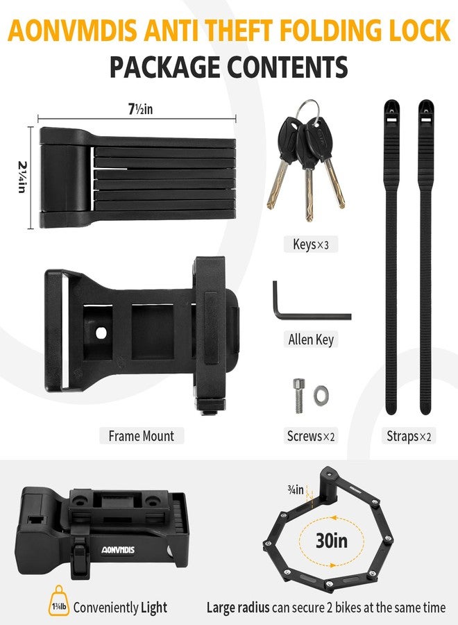Aonvmdis Folding Bike Lock Bicycle Scooter Folding Locks with 3Keys Heavy Duty Bike Lock with Easy Mounting Bracket Alloy Steel Foldable Lock - Image 4