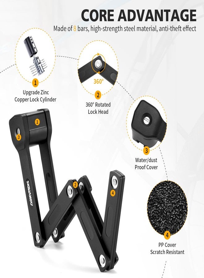 Aonvmdis Folding Bike Lock Bicycle Scooter Folding Locks with 3Keys Heavy Duty Bike Lock with Easy Mounting Bracket Alloy Steel Foldable Lock - Image 2