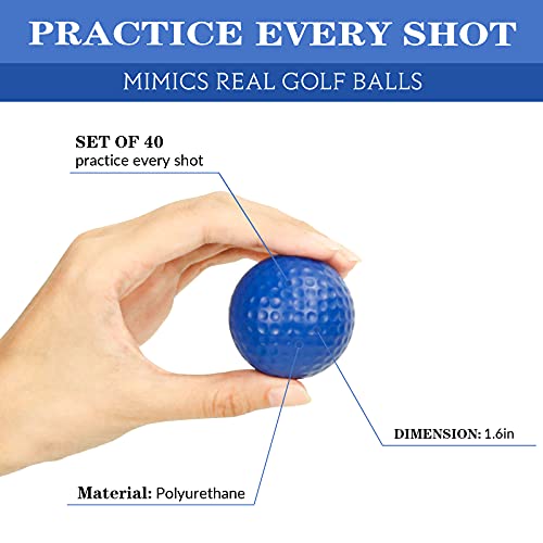Bac-kitchen 40 Pack Foam Golf Practice Balls - Realistic Feel and Limited Flight Training Balls for Indoor or Outdoor (40 Blue) - Image 3