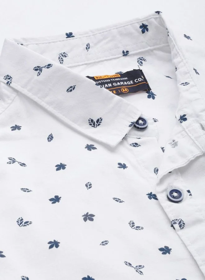 شركة المرآب الهندية Men Regular Fit Printed Full Sleeves Cutaway Collar Casual Shirt
