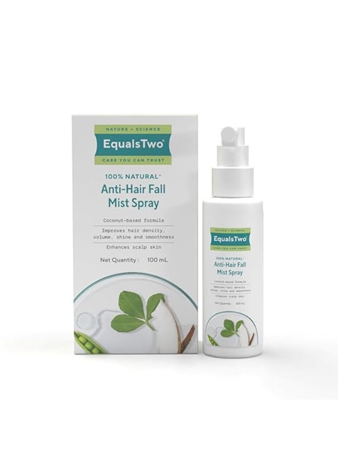 EQUALSTWO by Zydus Anti Hairfall Mist Spray, 100ml | Natural Hair Mist Spray with Bhringraj, Methi & Virgin Coconut Oil | Anti Hair Fall Mist Spray for Hair Density, Shine & Heat Protection, (Pack 1) - Image 4
